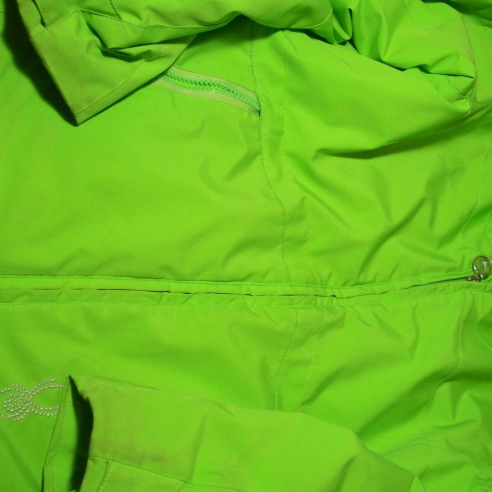 Girls Lime Green Spyder Ski Jacket Sz 14  BB1 - Picture 5 of 8